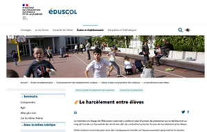 Page Eduscol sur le harcèlement entre élèves