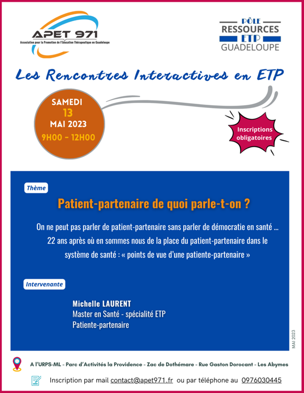 Les rencontres interactives en ETP "Patient - partenaire"